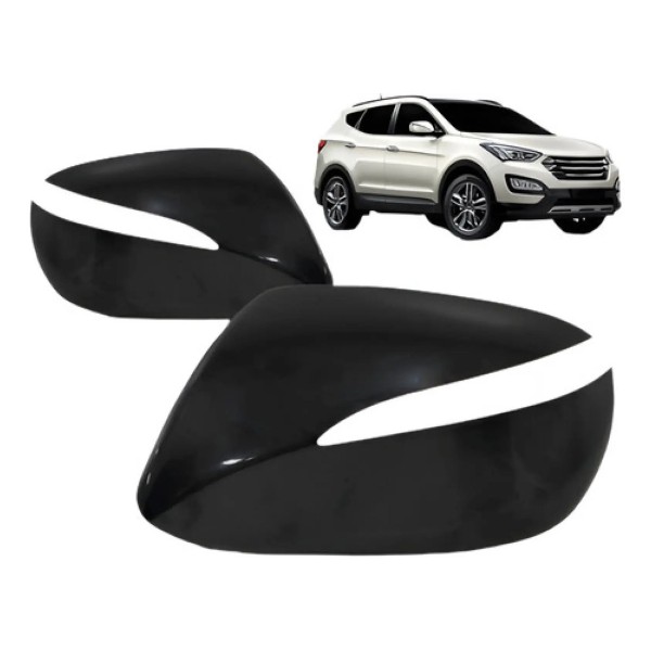 Par De Capa Protetora Retrovisor Santa Fe 2019 A 2022 Preto