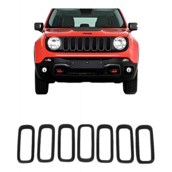Friso Moldura Grade Jeep Renegade Frontal Preto Preto