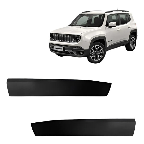 Par Moldura Lateral Jeep Renegade 15 A 2018 Porta Dianteira Preto