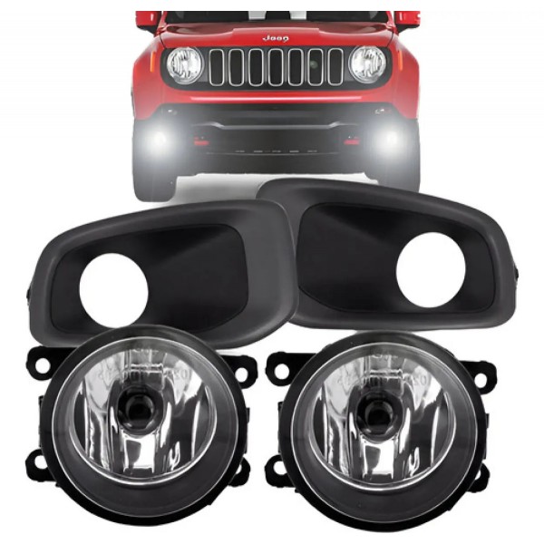 Kit Farol Milha Jeep Renegade 2015 À 2018 Com Grade Moldura
