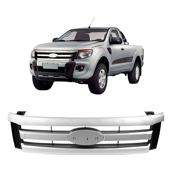Grade Radiador  Ranger 2013 A 2016 Preta Moldura Cinza