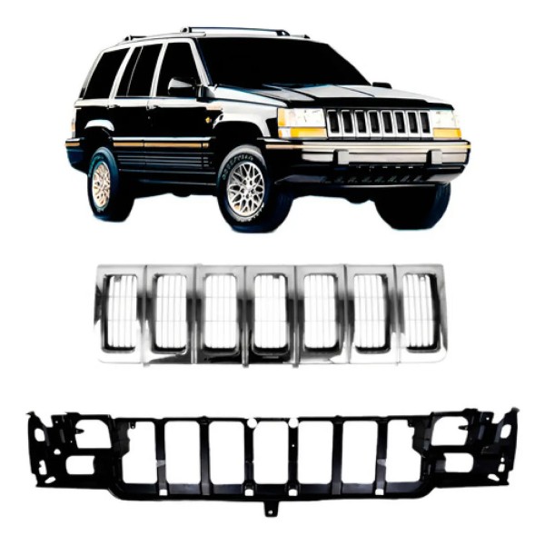 Kit Grade E Painel Frontal Grand Cherokee 1996 A 98 Cromada