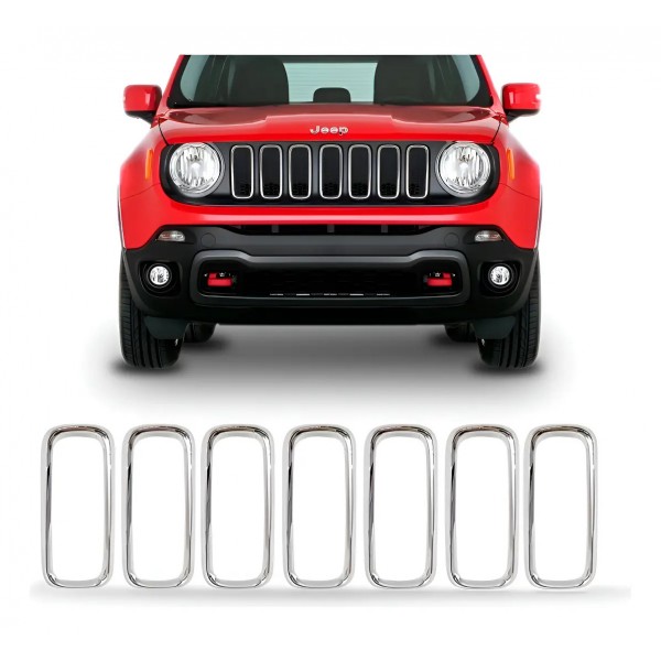 Friso Cromado Moldura Grade Jeep Renegade Frontal Cromado