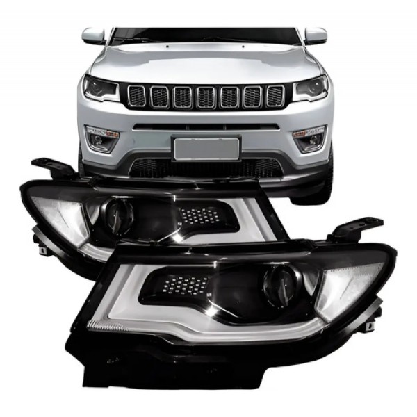 Par Farol Compass 17 A 21 Eletrico Com Motor Com Xenon E Led