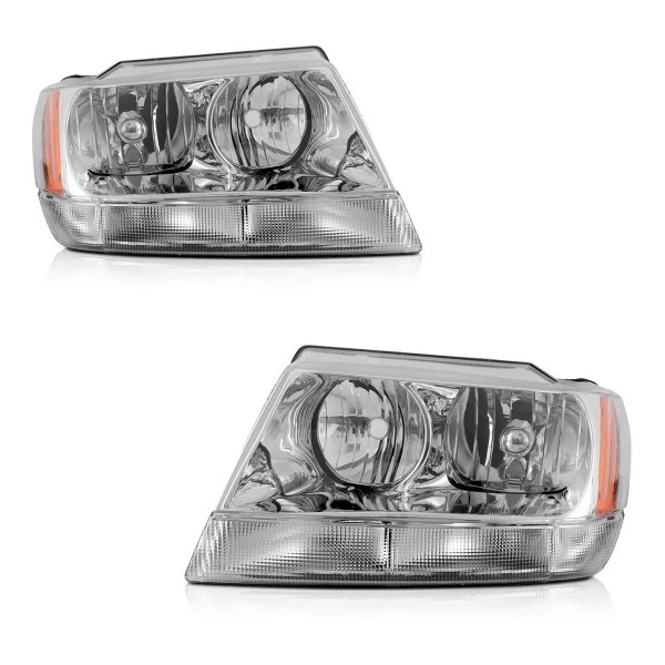 Par Farol Grand Cherokee 1999 A 2001 Cromado Ambos Lados