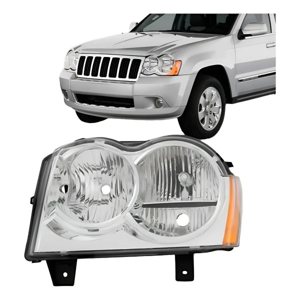 Farol Grand Cherokee 2008 2009 2010 Cromado Tyc