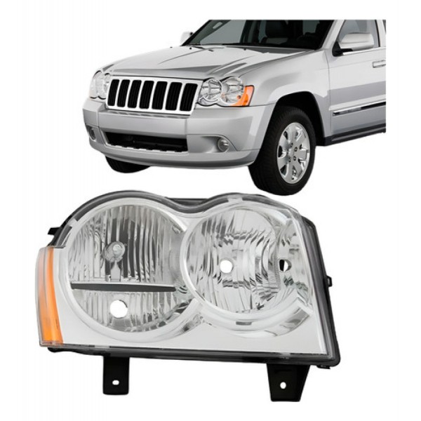 Farol Grand Cherokee 2008 2009 2010 Cromado Tyc