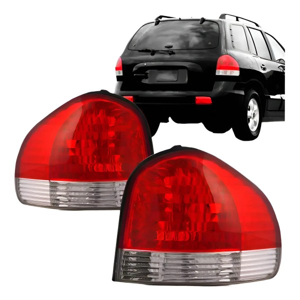 Par Lanterna Traseira Para Hyundai Santa Fe 2004 Até 2006 Ambos Lados Vermelho