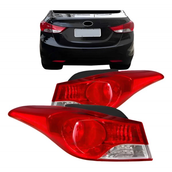 Par Lanterna Traseira Elantra 2011 2012 2013 Ambos Lados Vermelho