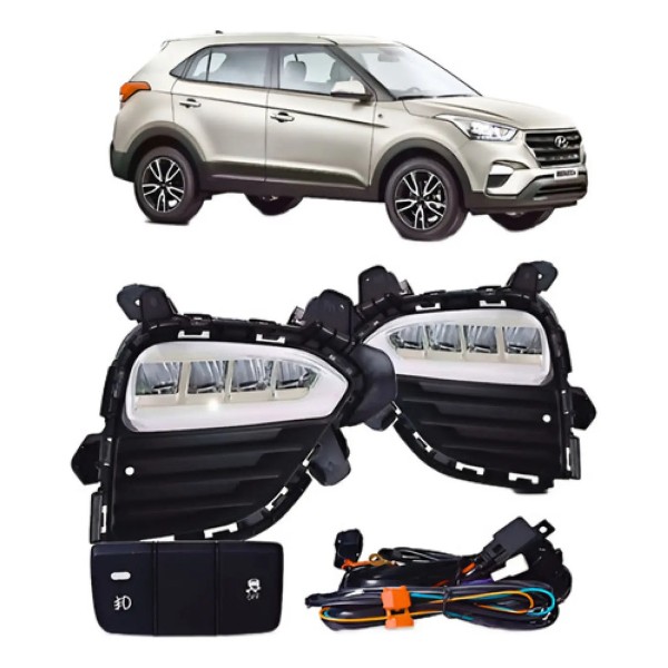 Kit Farol Milha Auxiliar Creta 2017 2018 2019 Com Led