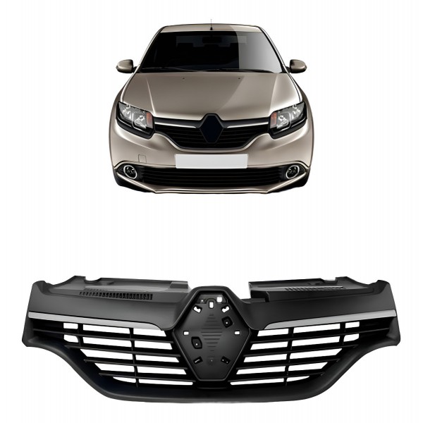 Grade Radiador Sandero Logan 2014 A 2019 Com Friso Cromado