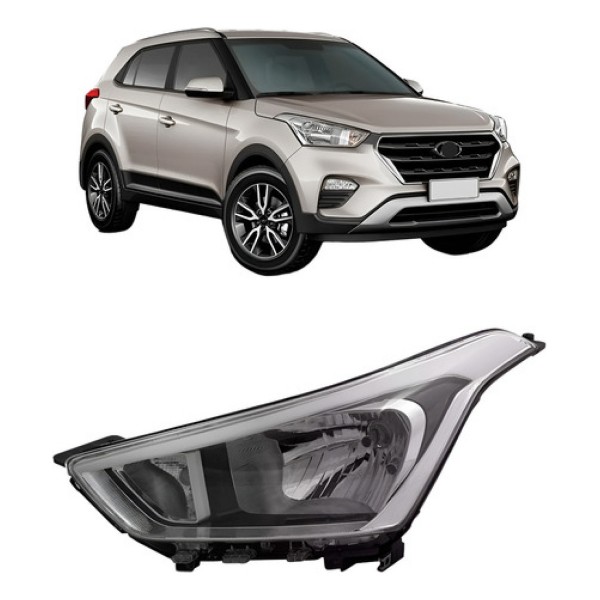 Farol Para Hyundai Creta 2017 2018 2019 2020 Manual Cromado