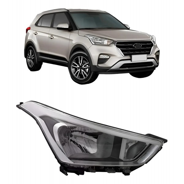 Farol Para Hyundai Creta 2017 2018 2019 2020 Manual Cromado