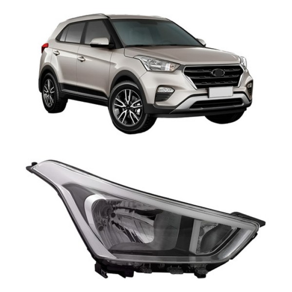 Farol Para Hyundai Creta 2017 2018 2019 2020 Manual Cromado