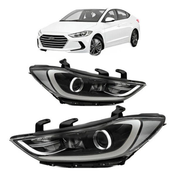 Par Farol Elantra 2017 2018 Com Projetor Sem Led Com Motor