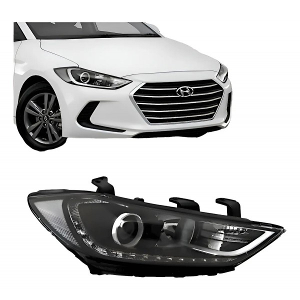 Farol Elantra 2017 2018 Elétrico Motor Projetor Sem Led Dir Direito/passageiro