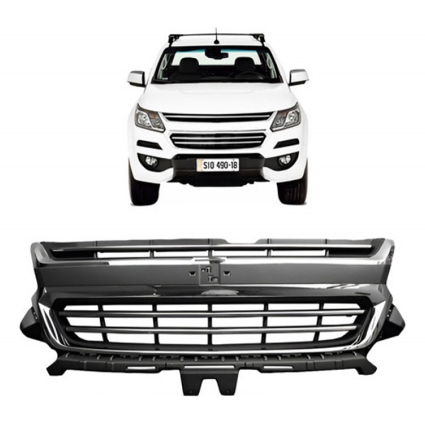 Grade Central S10 2017 2018 2019 Cromado E Preto Preto