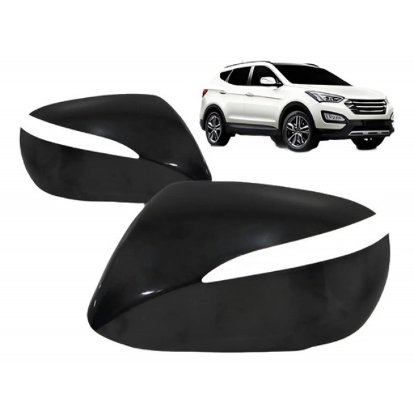 Par Capa De Retrovisor Santa Fe 2014 2015 2016 2017 A 2019 Preto