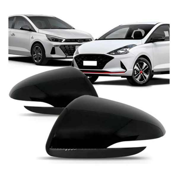 Par Capa Retrovisor Hb20 Com Furo Pisca 2020 A 2023 Preto