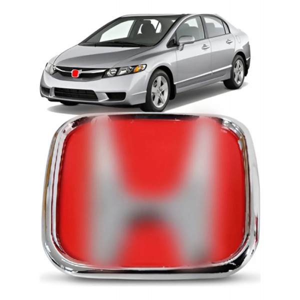 Emblema Grade Radiador Civic 07 A 11 \ Fit 09 A 14 Vermelho