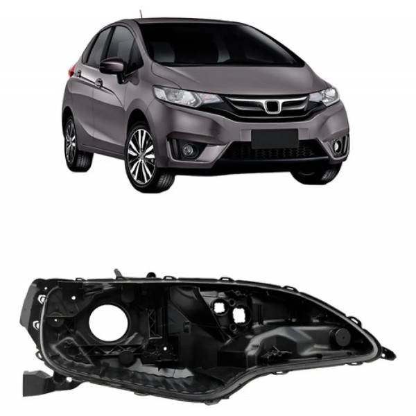 Carcaça Farol Dianteiro Fit 2014 A 2021 Com Regulador