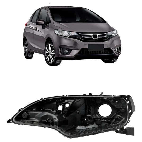Carcaça Farol Dianteiro Fit 2014 A 2021 Com Regulador