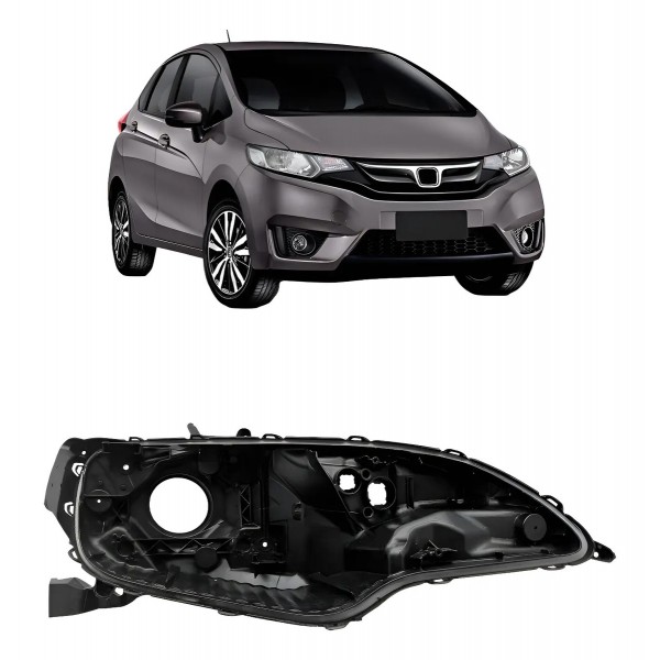 Carcaça Farol Dianteiro Fit 2014 A 2021 Com Regulador