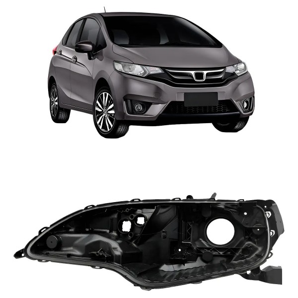 Carcaça Farol Dianteiro Fit 2014 A 2021 Com Regulador