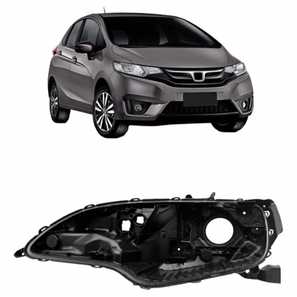 Carcaça Farol Dianteiro Fit 2014 A 2021 Com Regulador