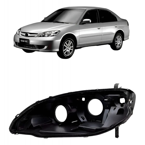 Carcaça Farol Dianteiro Para Honda Civic 2004 A 2006