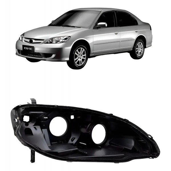Carcaça Farol Dianteiro Para Honda Civic 2004 A 2006