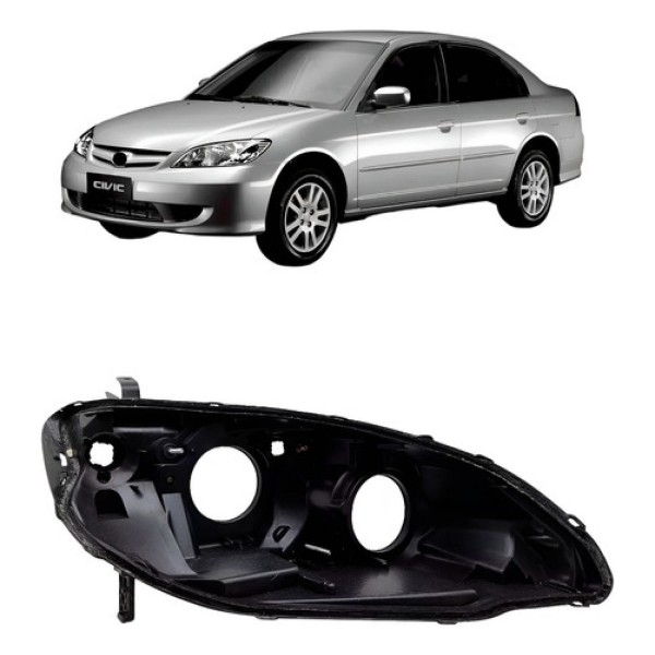 Carcaça Farol Dianteiro Para Honda Civic 2004 A 2006