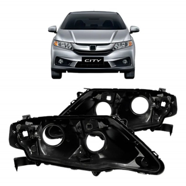 Par Carcaça De Farol Honda City 2014 2015 2016 2017