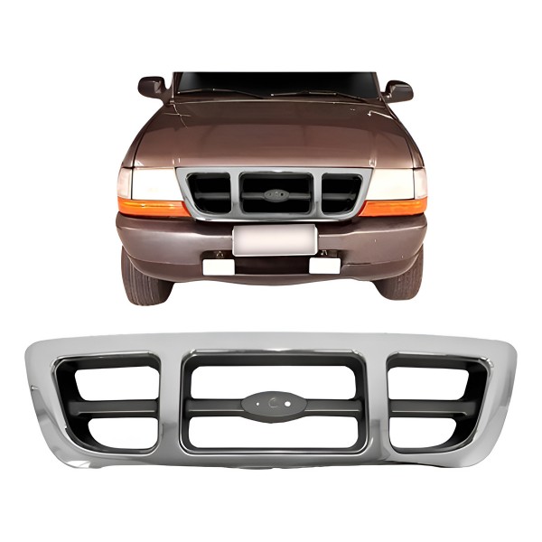 Grade Radiador Ford Ranger 2000 Á 2004 Cromada/cinza