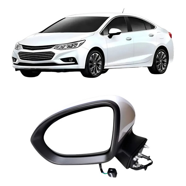 Retrovisor Externo Eletrico Cruze 2017 A 2024 Branco 3 Fios