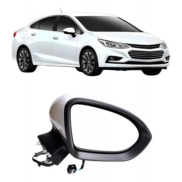 Retrovisor Externo Eletrico Cruze 2017 A 2024 Branco 3 Fios