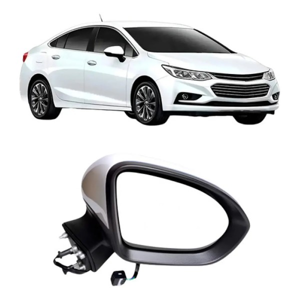 Retrovisor Externo Eletrico Cruze 2017 A 2024 Branco 3 Fios
