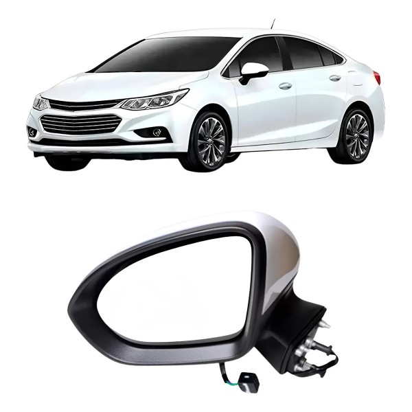 Retrovisor Externo Eletrico Cruze 2017 A 2024 Branco 3 Fios