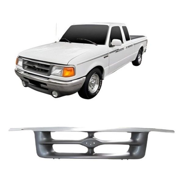 Grade Dianteira Ranger 1993 A 1997 Cromada Cinza Friso Cromado