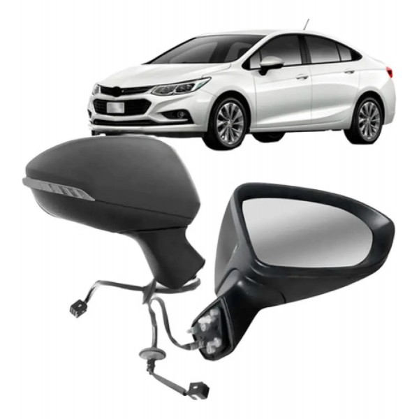 Par Retrovisor Cruze 2017 A 19 Elétrico C/ Pisca Capa Preta