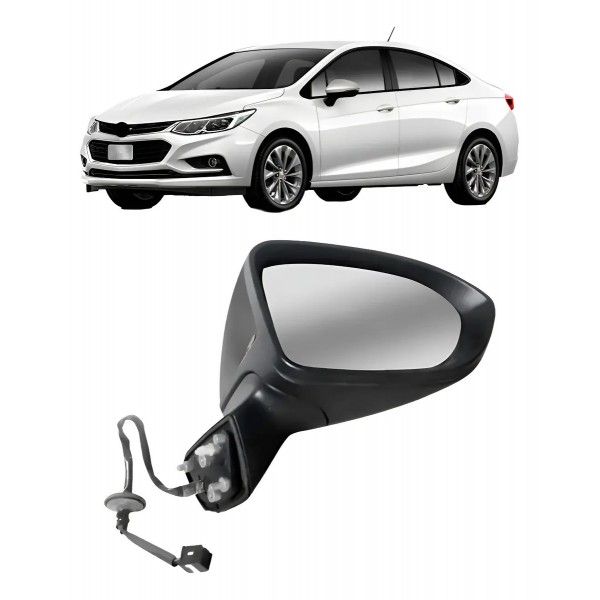 Retrovisor Cruze 2017 A 2019 Elétrico C/ Pisca Capa Preta