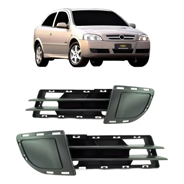 Par Grade Moldura Milha Astra 2003/2011 Sem Furo Promoção Preto