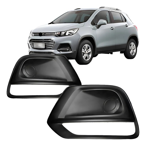 Par Moldura Farol Milha Tracker 2017 A 2020 C/ Furo S/ Friso Preto