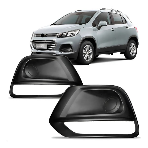 Par Moldura Farol Milha Tracker 2017 2018 2019 2020 Com Furo Preto