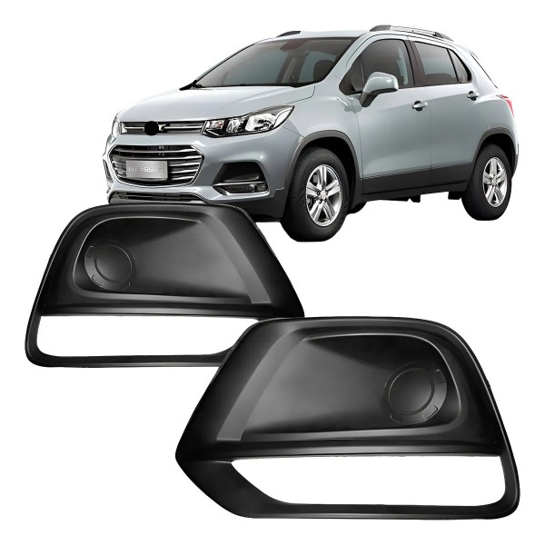 Par Moldura Farol Milha Tracker 2017 A 2020 C/ Furo S/ Friso Preto