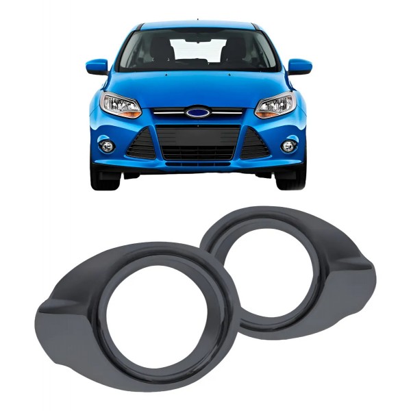 Par Suporte Farol Milha Auxiliar Focus 2014 A 2016 Preto Preto Ambos Os Lados