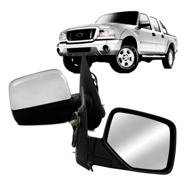 Par Retrovisor Ranger 2005 A 2009 Eletrico Capa Cromada