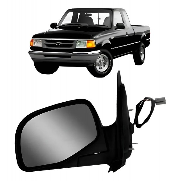 Retrovisor Externo Elétrico Preto Ranger 1998 A 2006 Preto Esquerda Motorista