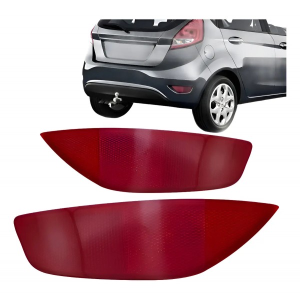 Par Refletor Traseiro New Fiesta 2011 A 2012 Hatch Vermelho