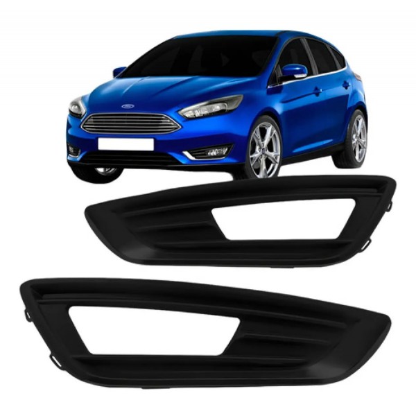 Moldura Milha Parachoque Focus 2015 2016 2017 C/ Furo Preto